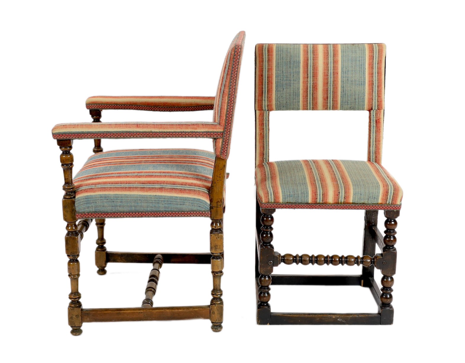 SOLD A matched set of twelve 17th century and later dining chairs